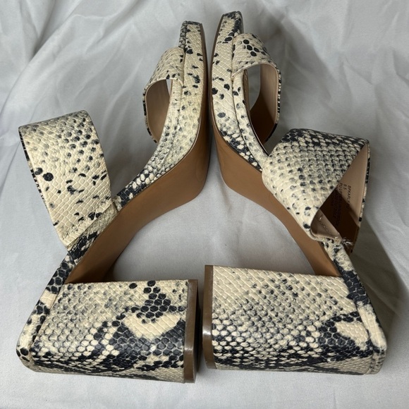 Nordstrom B.P. Karly Open Toe Strappy Square Toe Chunky Heel Snake Reptile 9.5 - Picture 5 of 12